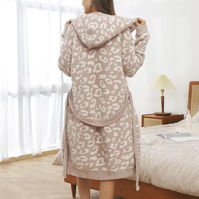 DOOWELL Women's Knit Lightweight Absorbent Robes, Soft Spa Bathrobe Loungewear with Pockets