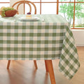 Alsoo Gingham Tablecloth Rectangle Checkered Table Cloth Cotton Linen Fabric Wrinkle Free Washable Buffalo Plaid Table Cover for Kitchen Dining Picnic Camping, Green and White, 60 * 75 inch