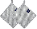 Encasa XO 8 inches Oven Microwave Potholders (2 pc Set) for Kitchen Cooking & Baking - Heat Resistant, Thick & Safe, Protection of Hands from Hot Utensils - Ticking Black