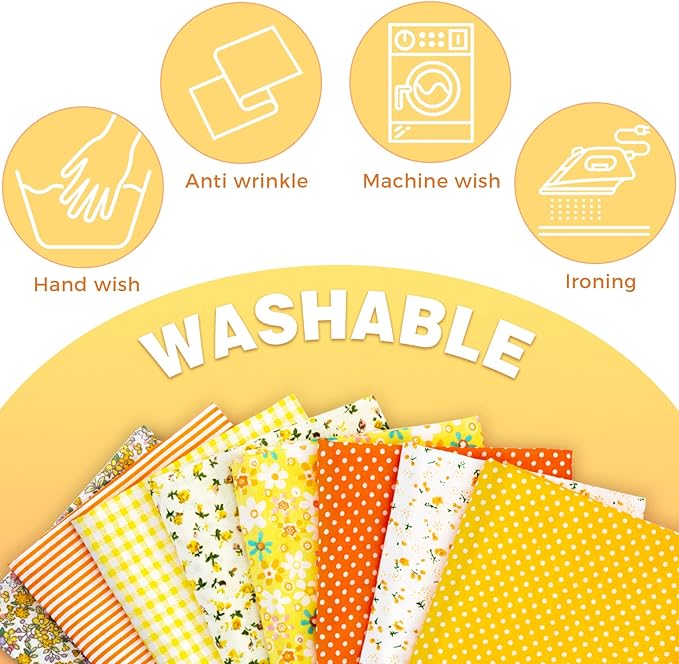 Aubliss 8pcs Fat Quarter Fabric Bundles (100% Cotton - 20‘’ x 20‘’) Quilting Cotton Craft Fabric Pre-Cut Squares Sheets for Patchwork Sewing Quilting Crafting