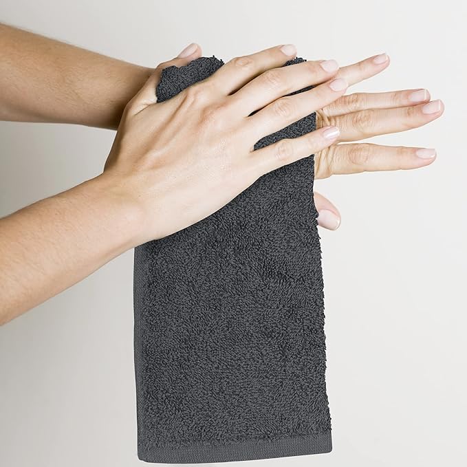 Utopia Towels 24 Pack Cotton Washcloths Set, 100% Ring Spun Cotton, Premium Quality Flannel Face Cloths, Highly Absorbent and Soft Feel Fingertip Towels, Grey, White