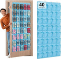 Hualleko 40-Pocket Over the Door Shoe Organizer - Large Mesh Pocket Hanging Shoe Organizer,Behind the Door Shoes Storage Holder Hanger