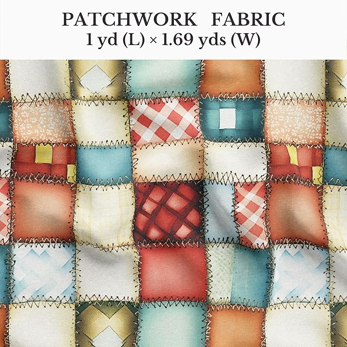 Soft Rustic Patchwork Cotton Fabric – Premium Turkish Printed Cotton 140 GSM, Pre-Cut 61 x 36.6 Inches, Quilting & Sewing Fabric for Crafts, Home Decor & DIY Projects