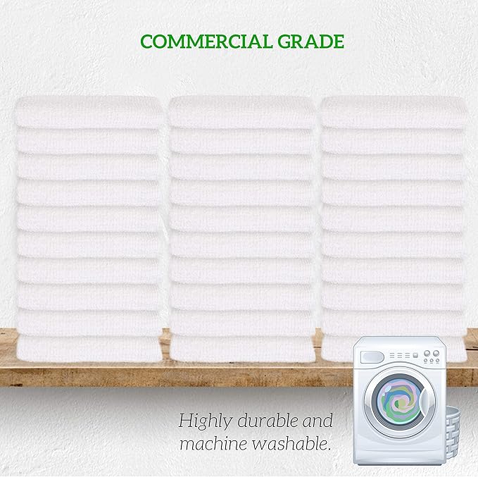 GREEN LIFESTYLE 50-Pack Cotton Wash Cloths – 14"x17" Absorbent Cleaning Rags for Housekeeping, Kitchen Towels, Bar Mop Towels, Durable Terry Cloth Rags, Premium Quality Multipurpose Washcloths