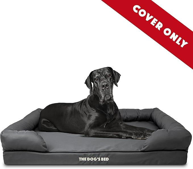 The Dog's Bed Replacement Outer Cover ONLY (Outer Cover ONLY - NO Bed, NO Waterproof Inner) for The Dog's Bed, Washable Oxford Fabric, XXL (Grey with Black Piping) Veterinary Approved