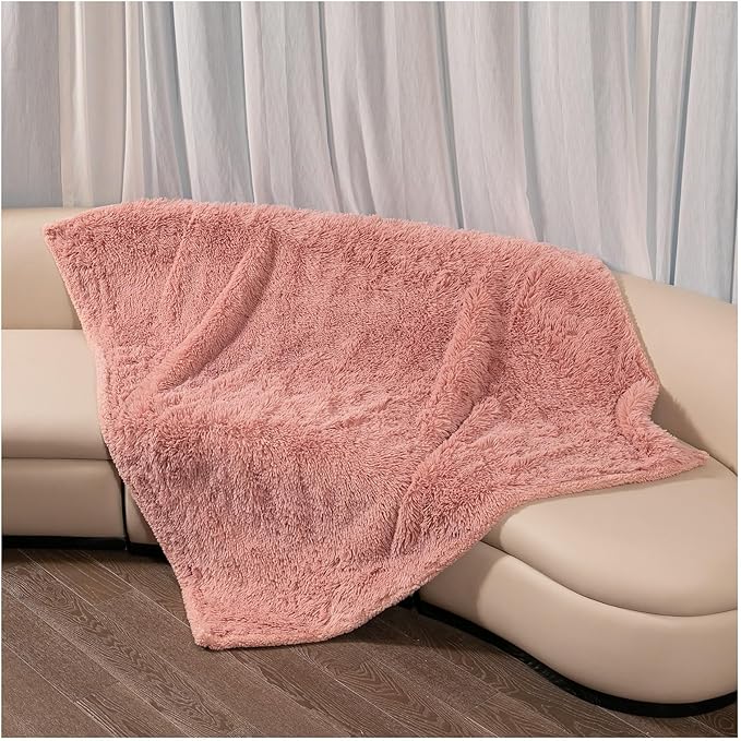Wowchine Pink Fluffy Waterproof Dog Blanket Long Faux Fur 85x57in Big Pet Blankets Cozy Warm Couch Mat King Size Bed Cover Washable(Pink,XL-85 * 57in)