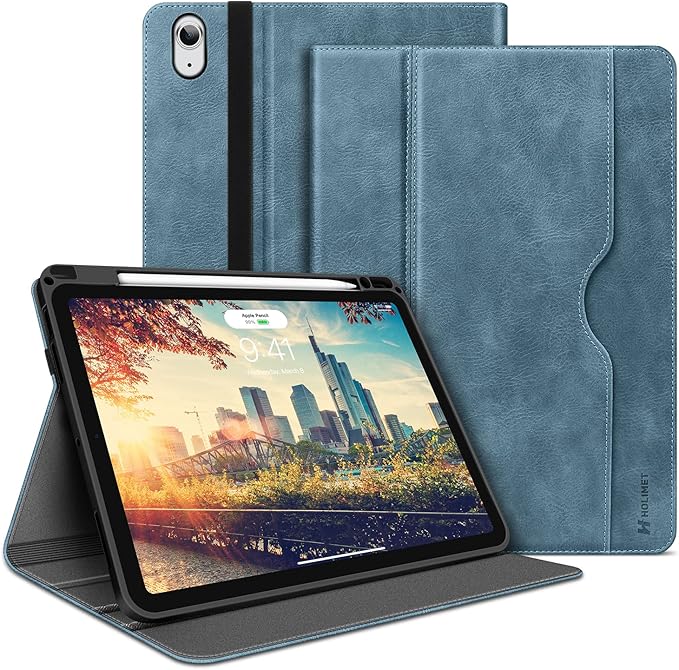 H HOLIMET Case for iPad Air 11 Inch M3/M2 (2025/2024)/iPad Air 4th/5th Generation 10.9-inch with Pencil Holder Pocket Typing Angle Auto Sleep/Wake Muti-Stand Vegan Leather