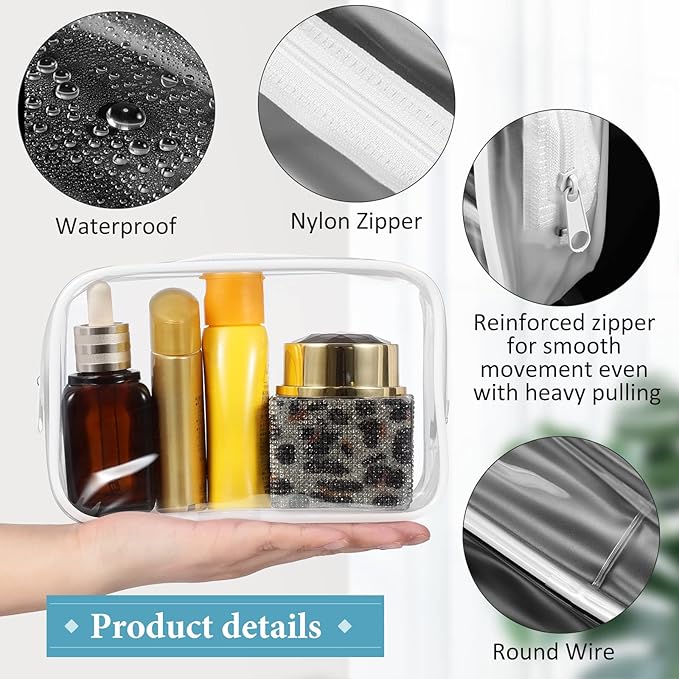 Weewooday 12 Pieces Clear Makeup Bags Cosmetic Storage Bags PVC Zipper Pouches Travel Waterproof Makeup Plastic Case for Women Organizing Toiletries Traveling Bathroom(Medium,White)