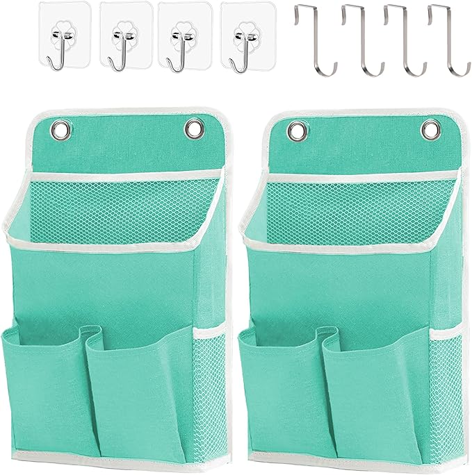 Someteth Hanging Basket for Organizing, Wall Organizer with Pockets and Over The Door Organizer，Can for Home, Closet, Office and Camper (2 Green)