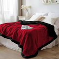 Bedding Aid Waterproof Blanket Twin Size - Sherpa Fleece Reversible Throw, Soft Warm Leak-Proof Bed & Couch Protector for Kids, Pets & Everyday Spills (Velvet Red/Obsidian Black, 65x90