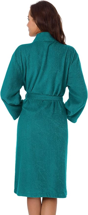 SIORO Women Terry Cloth Bath Robes with Pockets, Soft Long Cotton plush Kimono Wrap Bathrobe, Spa, Fuzzy Female nightgrown