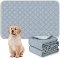 FunFurry Washable Super Absorbent Pee Pads - 2 Pack Reusable Waterproof Pet Training Pads with Paw Shape Non-Slip Backing (Light Grey, 36" x 48")