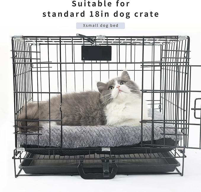 Necesitar Washable Dog Crate Bed 18 inch Small Anti-Slip Waterproof Warming Cozy Soft Pet Puppy, Dog Pillows for Small Dogs Tire Printing Dark Grey