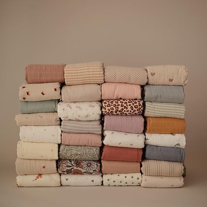 mushie Muslin Baby Swaddle Blanket | 100% Organic Cotton (Fall Yellow)