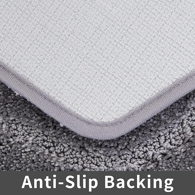 COSY HOMEER Extra Thick Bath Rugs for Bathroom - Anti-Slip Bath Linen Sets Mats Soft Plush 100% Strong Polyester Living Room Bedroom Water Absorbent(Grey,20x32+24x48 -Inches)