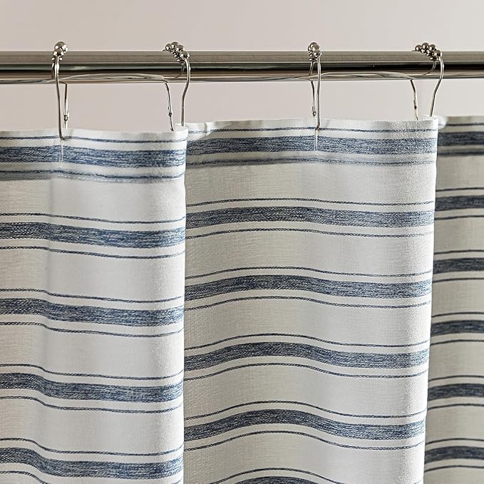 SLEEP ZONE Shower Curtain Liner, Waffle Shower Curtains for Bathroom, Heavy Duty Thick Fabric Shower Curtains - 285GSM Luxury Weighted Polyester Bath Curtain, 72" × 74" (Blue)