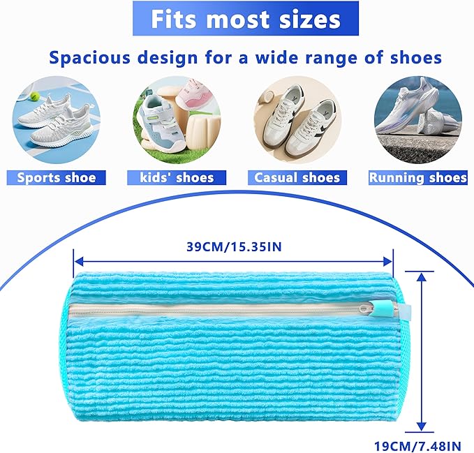 Xinambyh 2Pcs Reusable Shoe Washing Machine Bag for Washer and Dryer:Free Up Hands, Prevent Deformation,shoe bag with Zipper Protection Design, Use for all Shoes,Sports Shoes