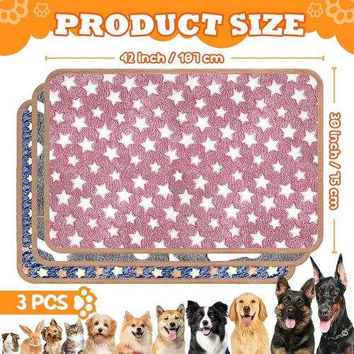 3 Pcs Dog Blanket Super Soft Pet Puppy Blankets Calming Dog Blankets for Small, Medium Large Dogs Warm Sleep Mat Washable Dog Blanket for Puppy Cat (42"×30")
