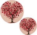 Valentine Tree Hearts Trivet Mat 2PCS Love Leaf Round Woven Potholders Kitchen Table Countertop Protector Hot Pads Farmho