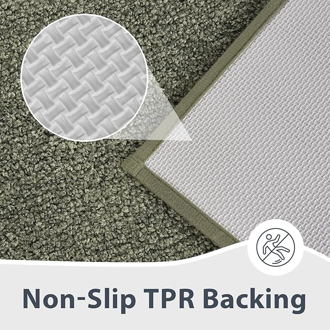 anllugs Bathroom Rugs 30" x 46", Non-Slip Extra Soft Absorbent Bath Rugs, Machine Washable Quick Dry Bath Mats for Bathroom Floor, Shower, Bathtub and Sink, Sage Green & Budding Green