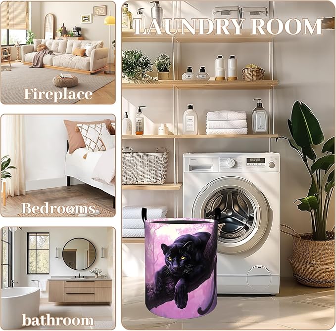 ainori Fierce Cheetah Laundry Basket, Oxford Cloth Vibrant Fantasy Dirty Clothes Collapsible Hamper for Room Decor, Jungle Animal Print Gifts Toy Organizer 19.7 * 15.8 Inch for Bedroom Bathroom Dorm