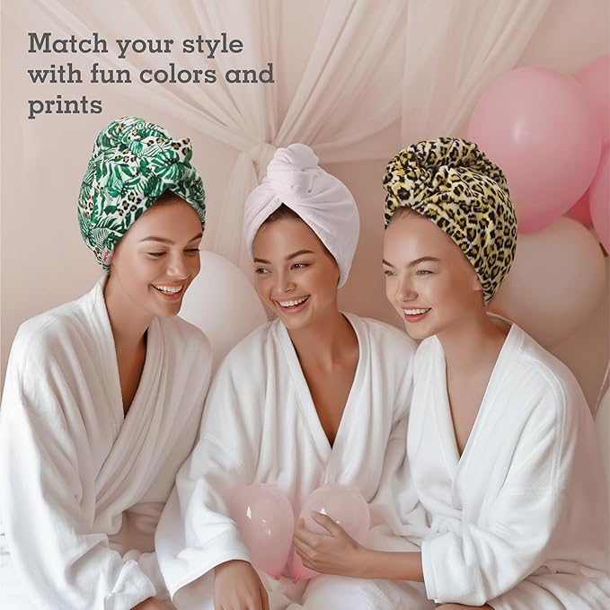 Brook + Bay Microfiber Hair Towel Wrap - Quick-Dry Absorption & Microfiber Towel - Anti-Frizz Styling & Hair Plop Technique