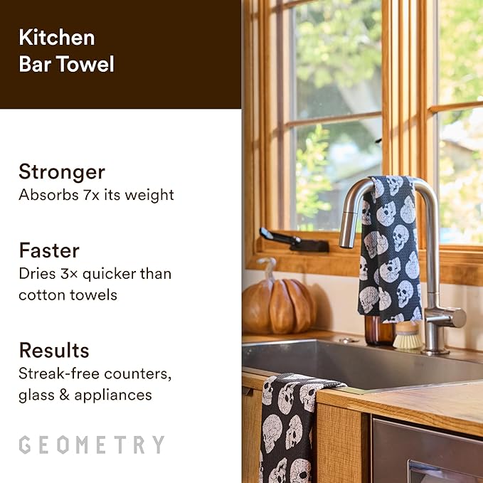 GEOMETRY Bar Towels for Kitchen - Premium Towels for Cleaning Dishes & Glassware - Absorbent & Fast Drying Kitchen Towels - Lolita, 12" x 14" - 1-Piece
