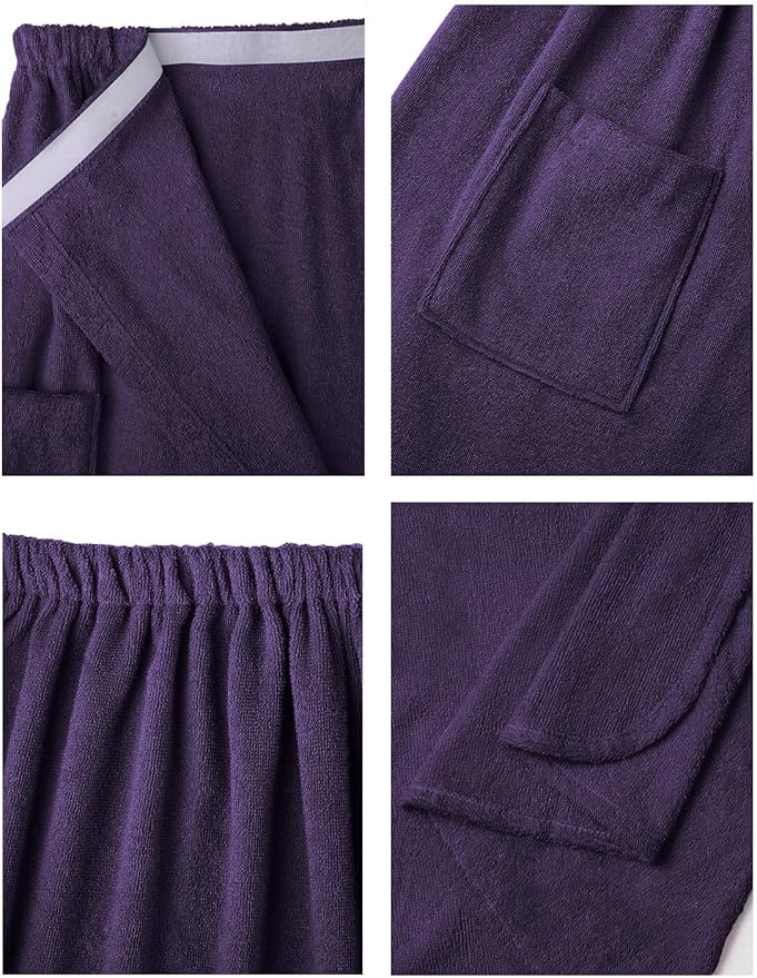 SIORO Women Bath Towel Wrap Robe, Soft Cotton Terry Spa Cloth, Plush Adjustable Closure for Shower, Travel, Pool, Gym