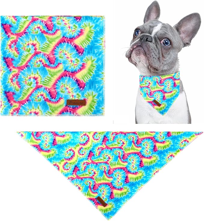 UP URARA PUP Triangle Bandana - Comfortable Cotton Dog & Cat Kerchief, Washable Tie Dye Scarf for Small Puppies & Dogs