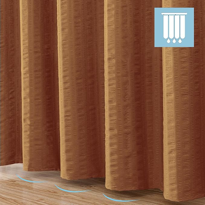 Aiyufeng Gold Shower Curtain for Bathroom, Embossed Textured Fabric Shower Curtain for Bathroom - Soft Cloth & Hotel Spa, Machine Washable, 72X96,Gold