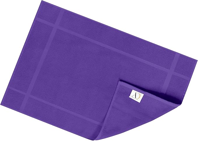 Ample Decor Bath Mats 100% Cotton 24 X 17 & 34 X 20 Inches, Oeko Tex Certified 1350 GSM Solid Construction Thick & Plush, Super Absorbent for Bathroom Floor, Shower – Purple