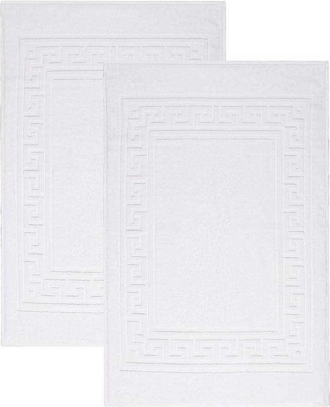 Superior Heavyweight Cotton Bath Mats, Bath Rugs For Bathroom Accessories, Washable Rug For Shower, Bath, Toilet, Modern Decor, No Backing, Luxury Hotel And Spa Quality, Set of 2, 22" x 35", White