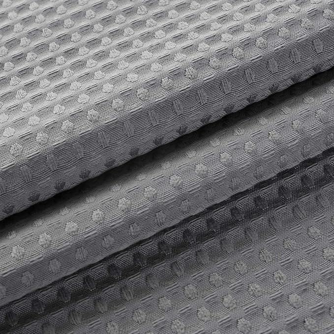 Barossa Design Waffle Weave Clawfoot Tub Shower Curtain 180 x 70 Inch Wrap Around - Heavyweight Fabric to Stop Blowing, Washable, Water Repellent, with 36 Rust-Free Hooks Set, Gray, 180x70