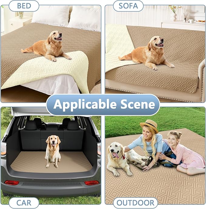 hyha Waterproof Dog Blanket, Soft Dog Bed Cover Pet Blankets, Waterproof Sofa Couch Cover for Dogs Washable, Reversible Pet Couch Covers for Sofa Furniture (40x80 Inch, Camel/Beige)