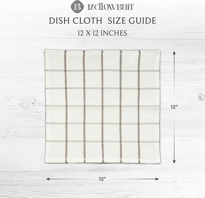 Mellow Buff 100% Cotton Terry Dish Cloth & Dish Towel, 6 Pack, Super Soft and Absorbent Kitchen Towels, Perfect for Kitchen Cleaning and Dish Washing (Grey (DT and DC Combo))