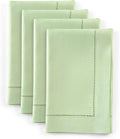 Solino Home Linen Cloth Napkins Set of 4-100% Pure Linen Light Green Dinner Napkins 20 x 20 Inch for Spring, Easter, St Patricks Day - Classic Hemstitch, Handcrafted and Machine Washable