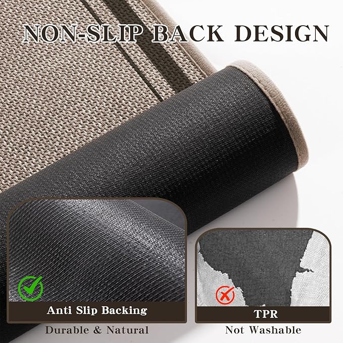 chakme 2 Piece Bathroom Rug Sets, Ultra Thin Bath Mat,Absorbent,Non Slip, Machine Washable, Dark Beige, 17"x24"+17"x32"