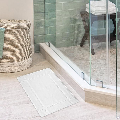 Ample Decor Cotton Bath Mats 24 X 17 Inches, 1350 GSM Oeko Tex Certified Solid Construction Thick & Plush, for Bathroom Floor, Shower – Christmas White