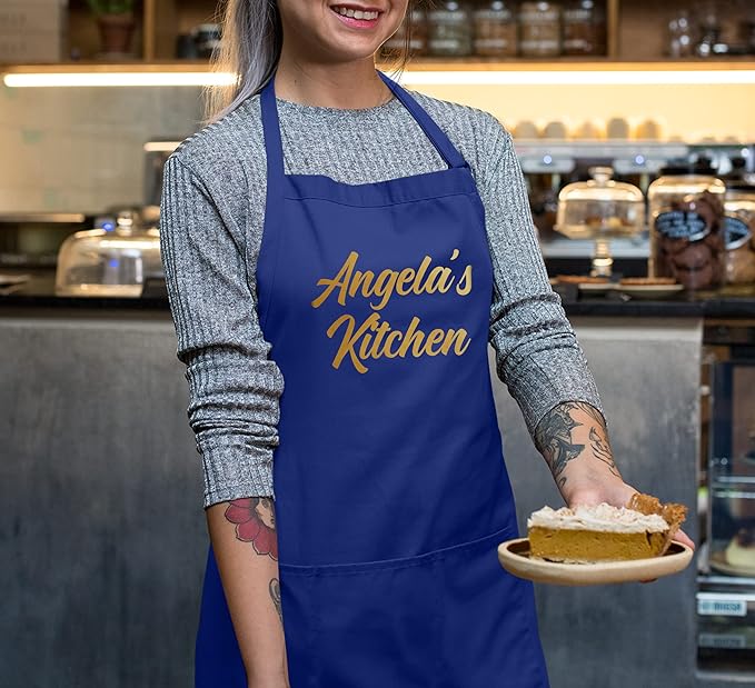 TEEAMORE Custom Aprons for Women Men Add Your Text Personalized Chef Kitchen Apron
