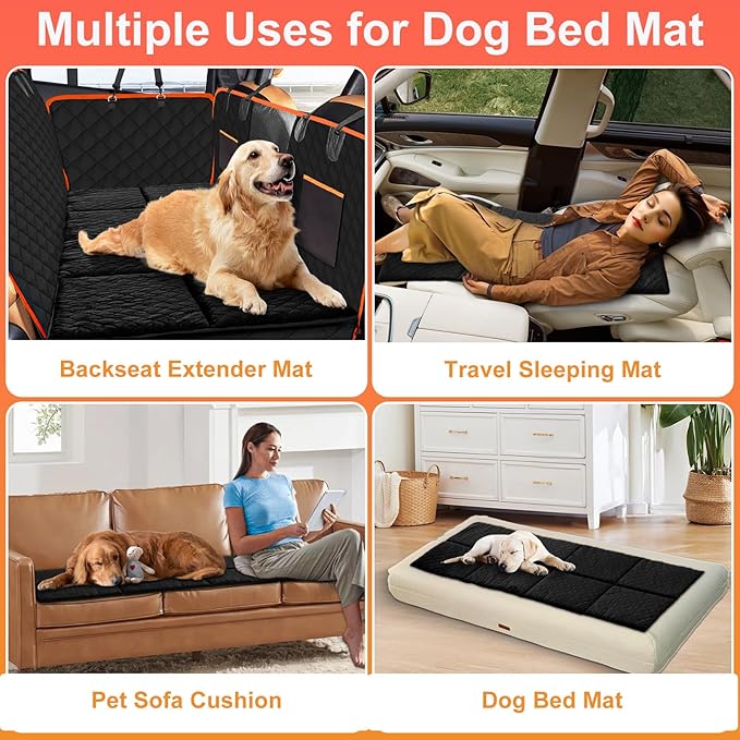 XUYEDOGLSH Car Backseat Dog Mat, Comfortable Non-Slip Cushion Suitable for Travel Dog Bed and Pet Home Sofa Blanket, Custom Mat for Car Backseat Extender and Seat Cover (Black 51.2 x 23.6in)