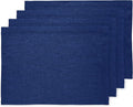Solino Home Linen Cloth Placemats Set of 4-100% Pure Linen Royal Blue Placemats 14 x 19 Inch- Athena