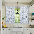 MYSKY HOME Floral Blackout Curtains for Kitchen Room Darkening Thermal Insulated Panels 45 Inch Long Light Blocking Grommet Rustic Curtains for Dormer Window, 2 Panels, Turquoise