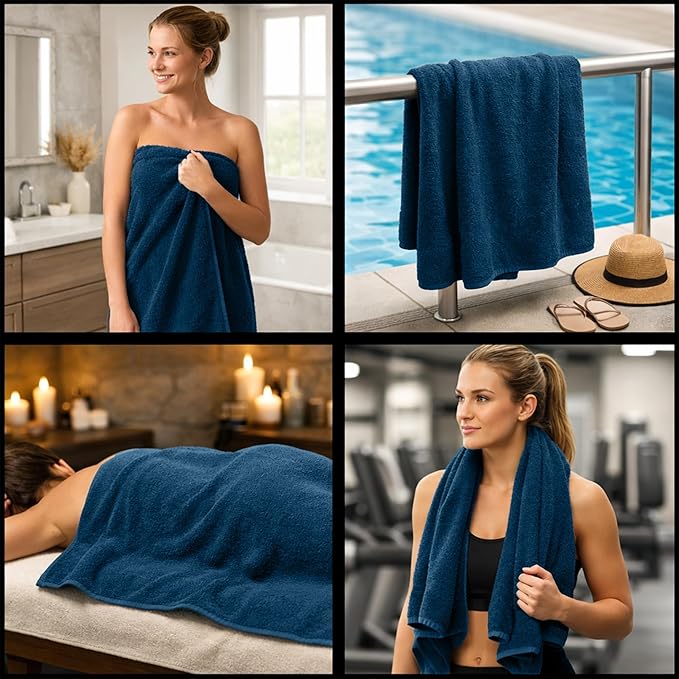 RIVERSIDE Pack of 2 Extra Large Bath Sheets 35 x 70 Inches - 100% Ring Spun Cotton Hotel Quality Oversized Bath Towels - Super Soft, Highly Absorbent & Quicker to Dry - Blue Opal