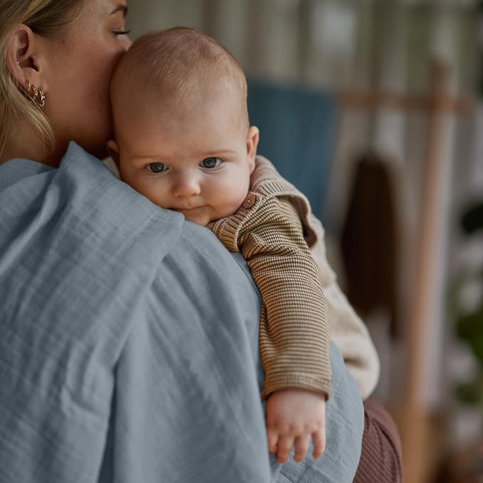 Huxie Swaddle - 100% Organic Cotton - Muslin Swaddle Blankets for Newborn, 47" x 47" 2-Pack (Sage Green/Tradewinds)