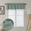 Lecloud Bessie Sage Green Valance for Windows 14 Inch Length 2 Pcs, Faux Linen Textured Cafe Kitchen Curtain Valances, Rod Pocket Short Curtains for Bedroom Bathroom, Each 30 W x 14 L