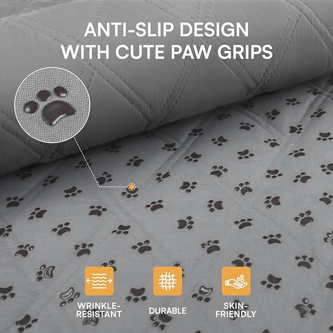 Luciphia 100% Waterproof Couch Cover Blanket for Dogs Anti-Slip Pet Couch Protector Sofa Mat Puppy Cat with Non-Slip Bottom, Light Grey, 40x50 Inch