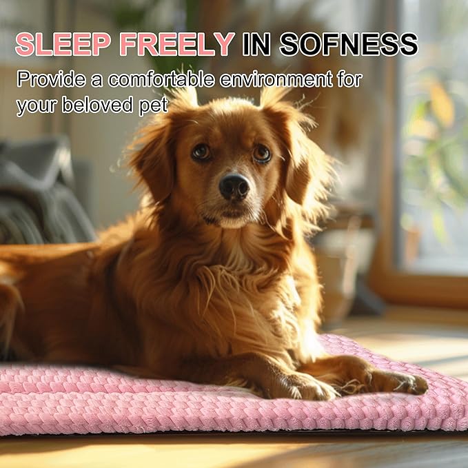 Dog Bed Crate Mat, Soft Durable Washable Anti-Slip Kennel Pad for Dogs & Cats, Reversible (Pink, S(24"*18"*1.5"))