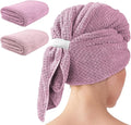 my novel things 2 Pack Extra Large Microfiber Hair Towel, 37.4" x 26.4" Towel Wrap for Women, Super Absorbent & Quick Drying Hair Towel with Elastic Strap for Curly Long Hair