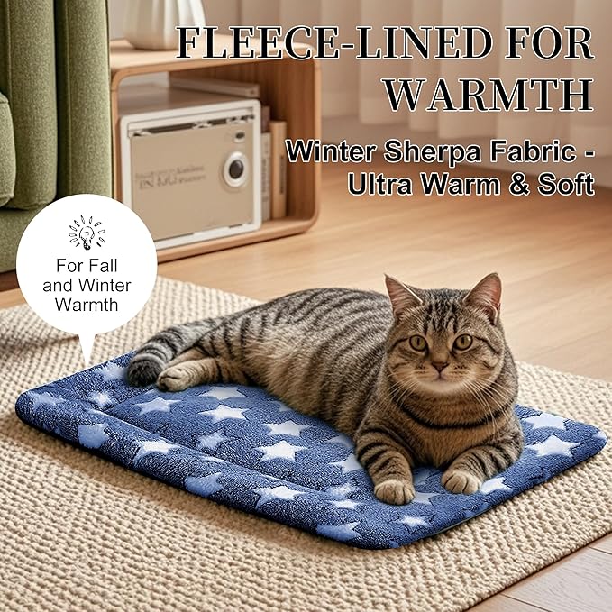 Fogkiss Dog Bed Mat, Reversible Crate Pad & Cute Dog Bed - Machine Washable Kennel Mat with Ultra Soft for Small Dogs & Cats