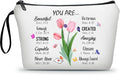 ARIOSEY Cosmetic Bags for Women,Christian Gifts for Women,Period Bags for Teen Girls for School,You Are Beautiful Victorios Enough Strong Amazing Makeup Bag,Christian Faith Gifts